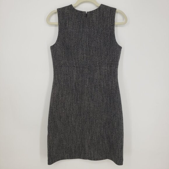 Ann Taylor Tweed Sheath Dress 2 TALL Career Sleeveless Black - Picture 3 of 9